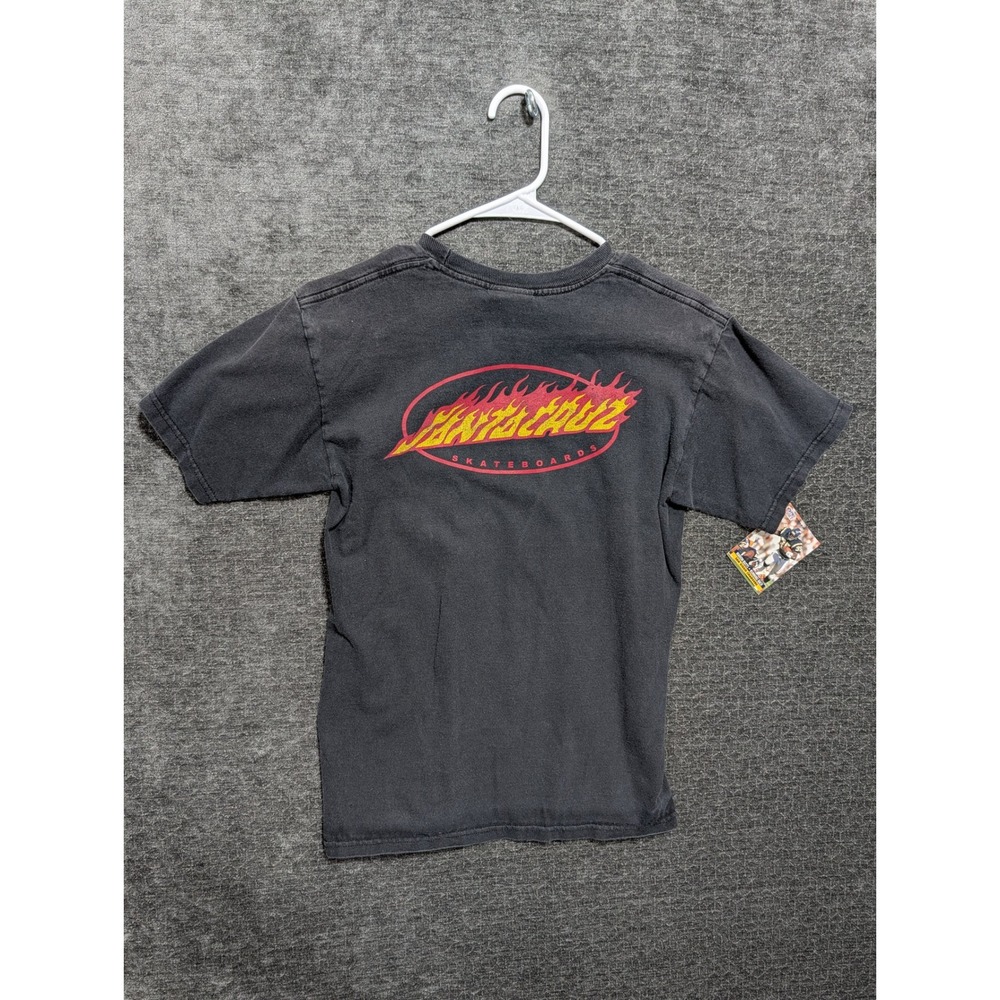 Santa Cruz Skateboards Mens Small Faded Black Flame Logo Graphic T-Shirt NHS